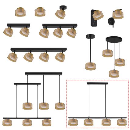 Brilagi - LED Pakabinamas šviestuvas ant laido AURA LUX 4xGX53/30W/230V juodas/auksinis