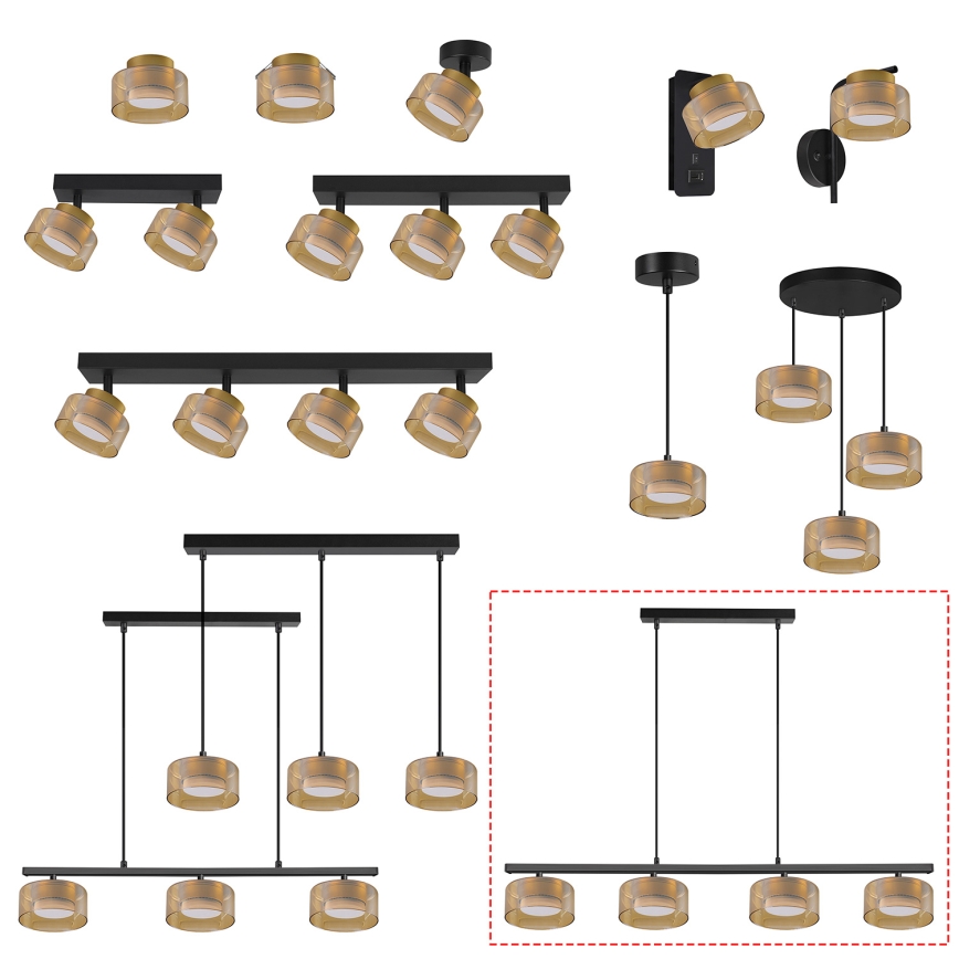 Brilagi - LED Pakabinamas šviestuvas ant laido AURA LUX 4xGX53/30W/230V juodas/auksinis