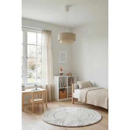 Brilagi - LED liustra ant laido BOHO BOBO 1xE27/10W/230V, skersmuo 40 cm, su taškuotu raštu, smėlinė/kreminė