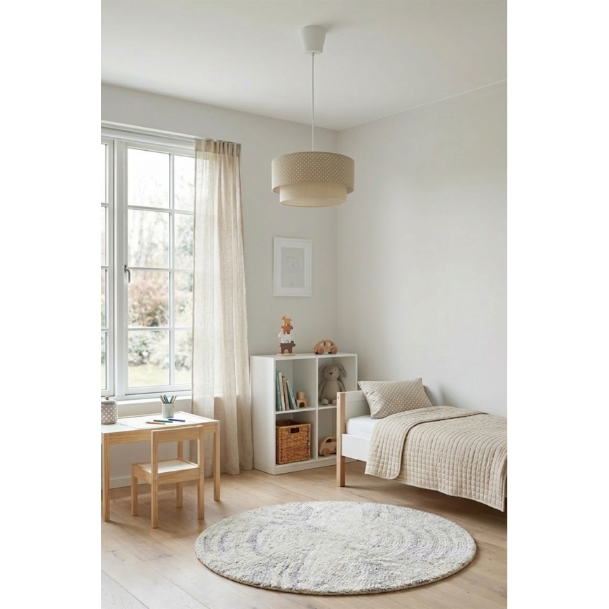 Brilagi - LED liustra ant laido BOHO BOBO 1xE27/10W/230V, skersmuo 40 cm, su taškuotu raštu, smėlinė/kreminė