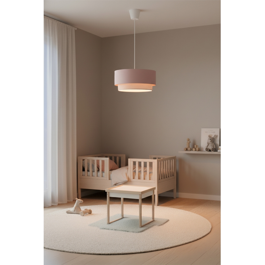 Brilagi - LED pakabinamas šviestuvas ant laido BOHO BOBO 1xE27/60W/230V, skersmuo 40 cm, rožinė/kreminė