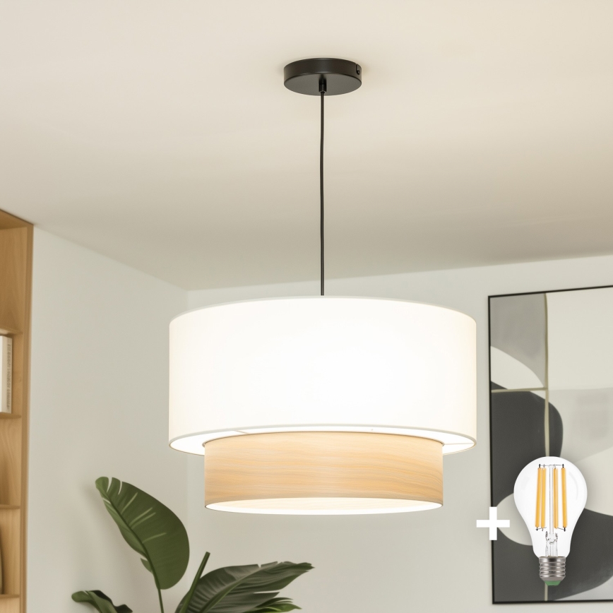 Brilagi - LED pakabinamas šviestuvas ant laido CERIA 1xE27/40W/230V skersmuo 50 cm balta/bėžinė