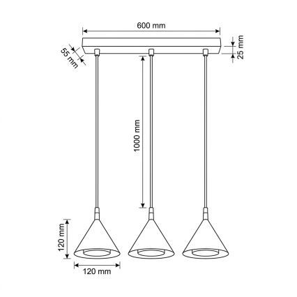 BRILAGI - LED Pakabinamas šviestuvas ant laido CONE TRIPLE 3xGX53/15W/230V baltas