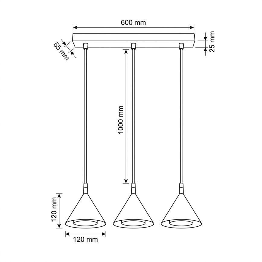 BRILAGI - LED Pakabinamas šviestuvas ant laido CONE TRIPLE 3xGX53/15W/230V baltas