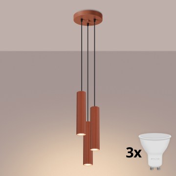 BRILAGI - LED pakabinamas šviestuvas ant laido CRESTO 3xGU10/10W/230V oranžinė