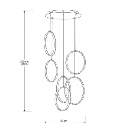 BRILAGI - LED pakabinamas šviestuvas ant laido ECHO LED/80W/230V 4000K skersmuo 50 cm juoda