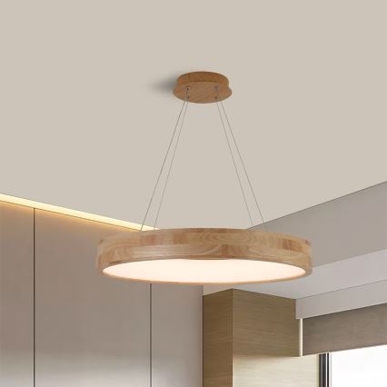 Brilagi - LED liustra ant laido FALCON WOOD LED/40W/230V 3000/4000/6000K Ø 60 cm, medinė