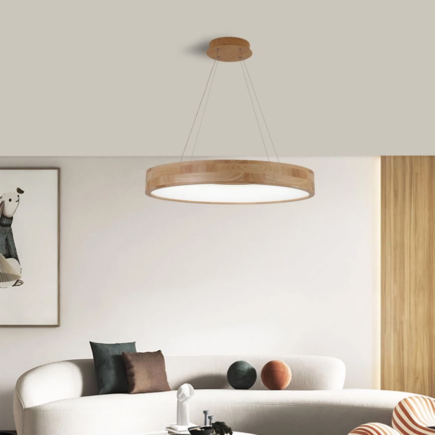 Brilagi - LED liustra ant laido FALCON WOOD LED/40W/230V 3000/4000/6000K Ø 60 cm, medinė