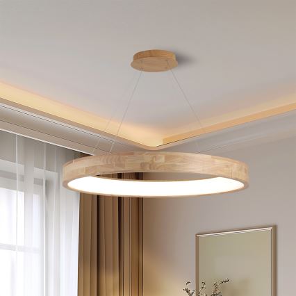 Brilagi - LED pakabinama liustra ant laido FALCON WOOD LED/60W/230V 3000/4000/6000K skersmuo 80 cm, mediena