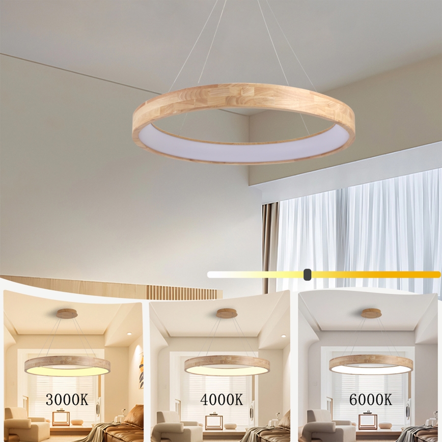 Brilagi - LED pakabinama liustra ant laido FALCON WOOD LED/60W/230V 3000/4000/6000K skersmuo 80 cm, mediena