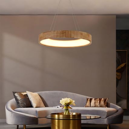 Brilagi - LED pakabinamas šviestuvas ant laido FALCON WOOD MODERN LED/40W/230V 3000/4000/6000K, skersmuo 60 cm, medinis