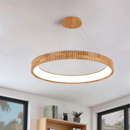Brilagi - Pakabinamas LED šviestuvas ant laido FALCON WOOD MODERN LED/60W/230V 3000/4000/6000K, skersmuo 80 cm, mediena