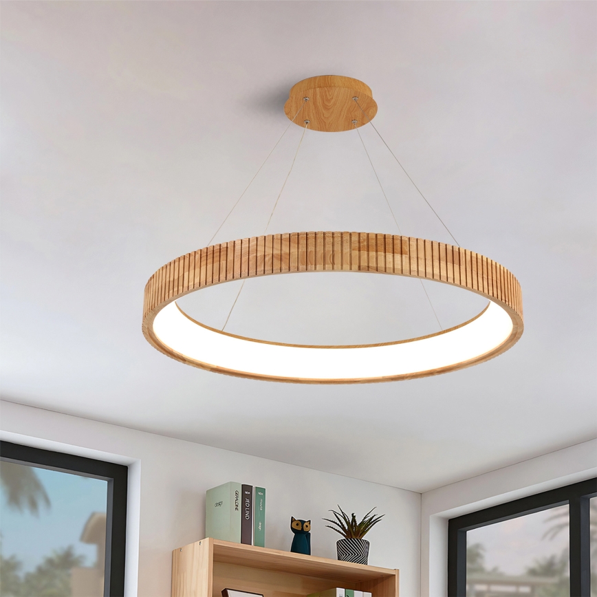 Brilagi - Pakabinamas LED šviestuvas ant laido FALCON WOOD MODERN LED/60W/230V 3000/4000/6000K, skersmuo 80 cm, mediena