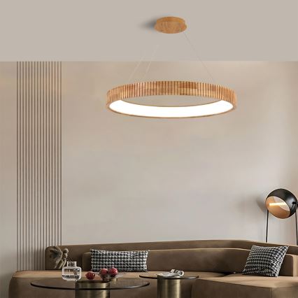 Brilagi - Pakabinamas LED šviestuvas ant laido FALCON WOOD MODERN LED/60W/230V 3000/4000/6000K, skersmuo 80 cm, mediena