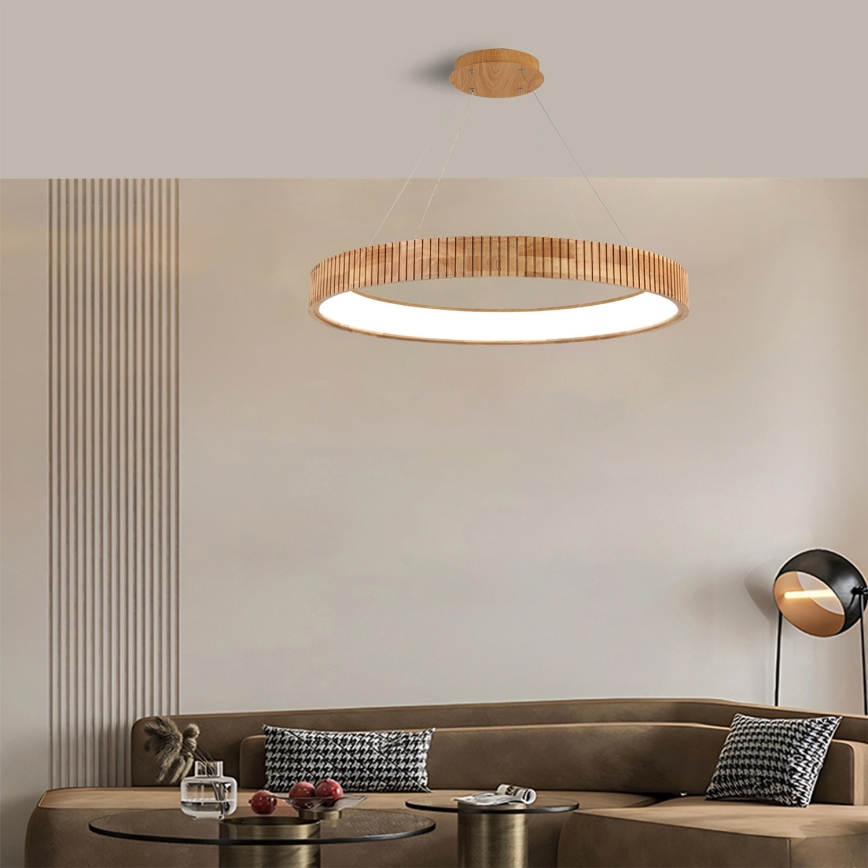 Brilagi - Pakabinamas LED šviestuvas ant laido FALCON WOOD MODERN LED/60W/230V 3000/4000/6000K, skersmuo 80 cm, mediena
