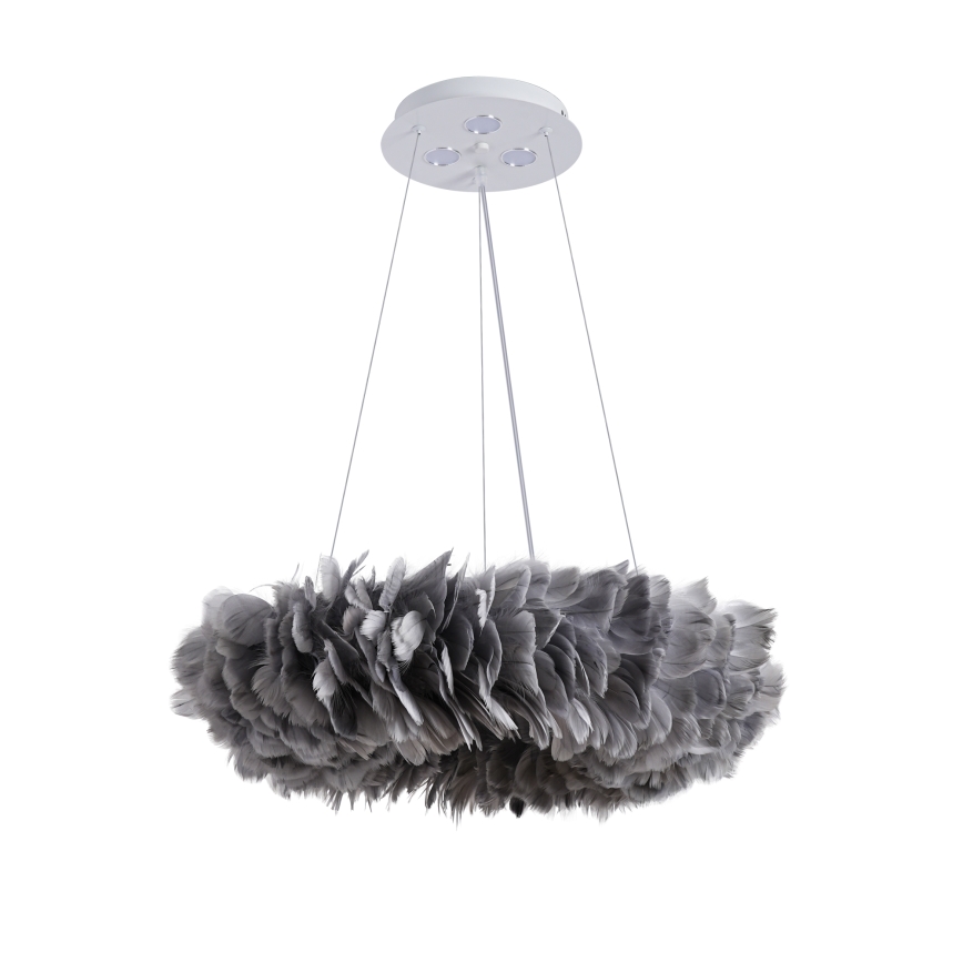 BRILAGI - LED pakabinamas šviestuvas ant laido FEATHER 3xE27/40W/230V + 3xLED/3W, skersmuo 50 cm, pilka