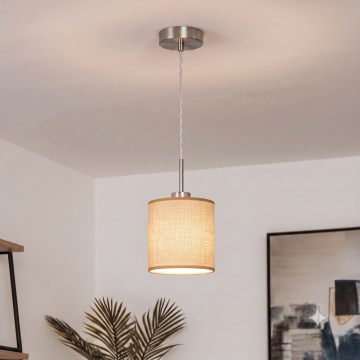 Brilagi - LED pakabinamas šviestuvas ant laido NUBILA 1xE27/60W/230V, skersmuo 14 cm, šviesiai rudas