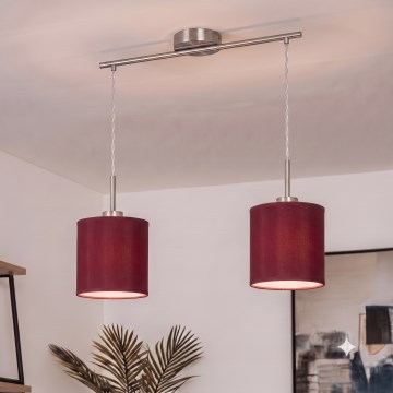 Brilagi - LED pakabinamas šviestuvas ant laido NUBILA 2xE27/60W/230V pompejinė raudona