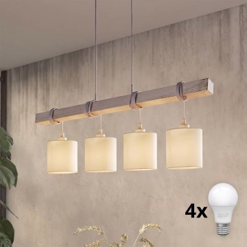 BRILAGI - LED pakabinamas šviestuvas ant laido NUBILA 4xE27/60W/230V pilkas/kreminis