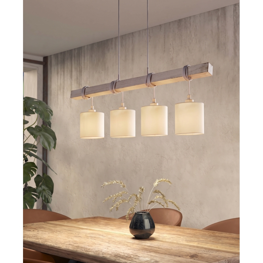 BRILAGI - LED pakabinamas šviestuvas ant laido NUBILA 4xE27/60W/230V pilkas/kreminis