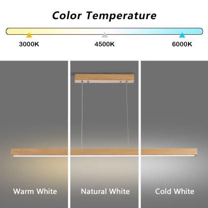 Brilagi - LED pakabinamas šviestuvas ant laido OAK LED/30W/230V 3000/4500/6000K ąžuolas