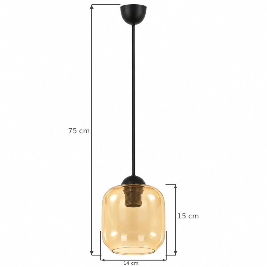 BRILAGI - LED pakabinamas šviestuvas ant laido RETRO GLASS 1xE27/60W/230V skers. 14 cm juoda/dūminė ruda