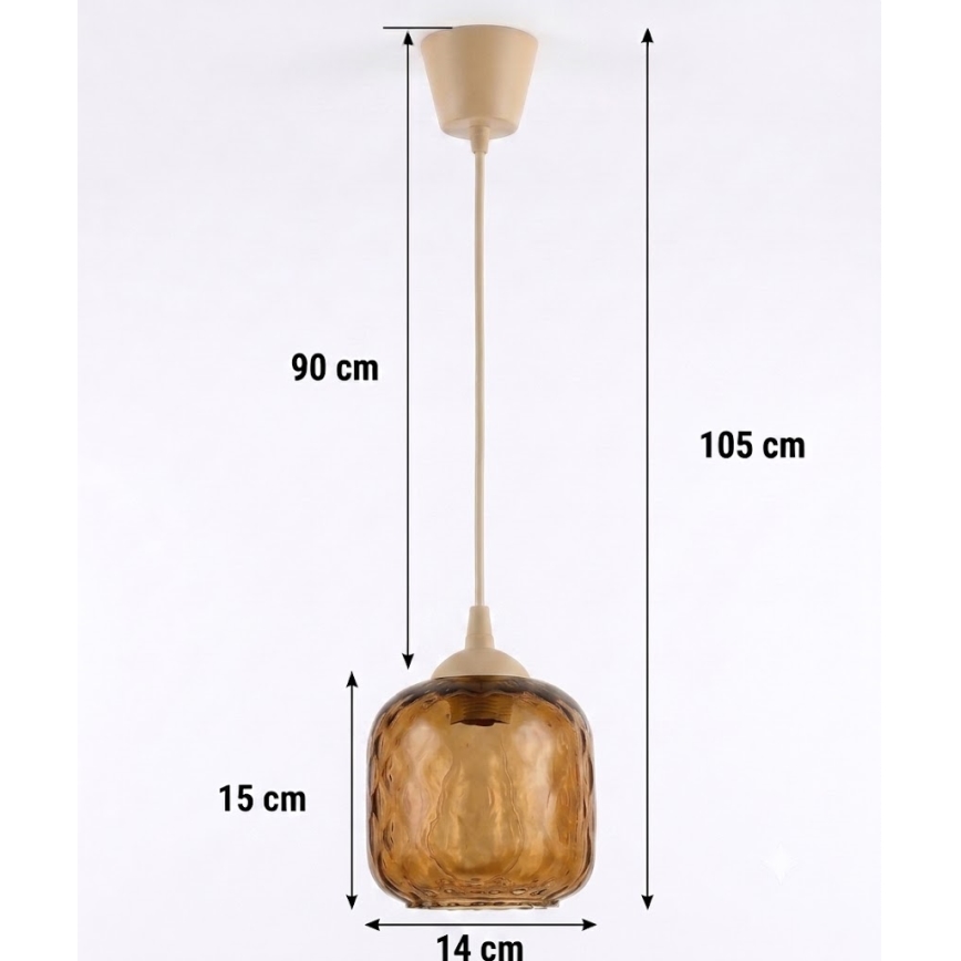 BRILAGI - LED pakabinamas šviestuvas ant laido RETRO GLASS 1xE27/60W/230V skersmuo 14 cm smėlinė / dūminė ruda