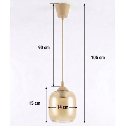 BRILAGI - LED pakabinamas šviestuvas ant laido RETRO GLASS 1xE27/60W/230V Ø 14 cm smėlinė/dūminė ruda