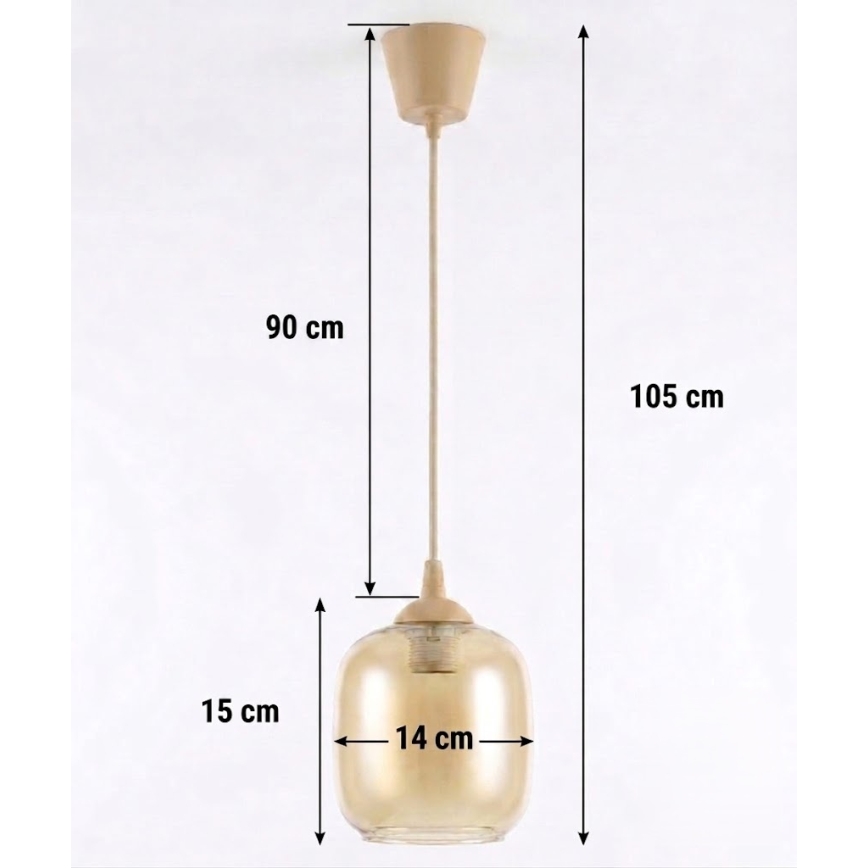 BRILAGI - LED pakabinamas šviestuvas ant laido RETRO GLASS 1xE27/60W/230V Ø 14 cm smėlinė/dūminė ruda