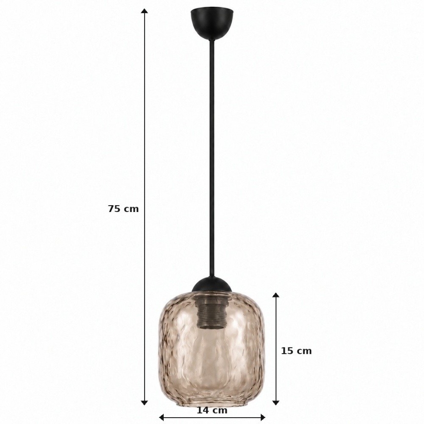 BRILAGI - LED pakabinamas šviestuvas ant laido RETRO GLASS 1xE27/60W/230V skersmuo 14 cm juoda/dūminė ruda