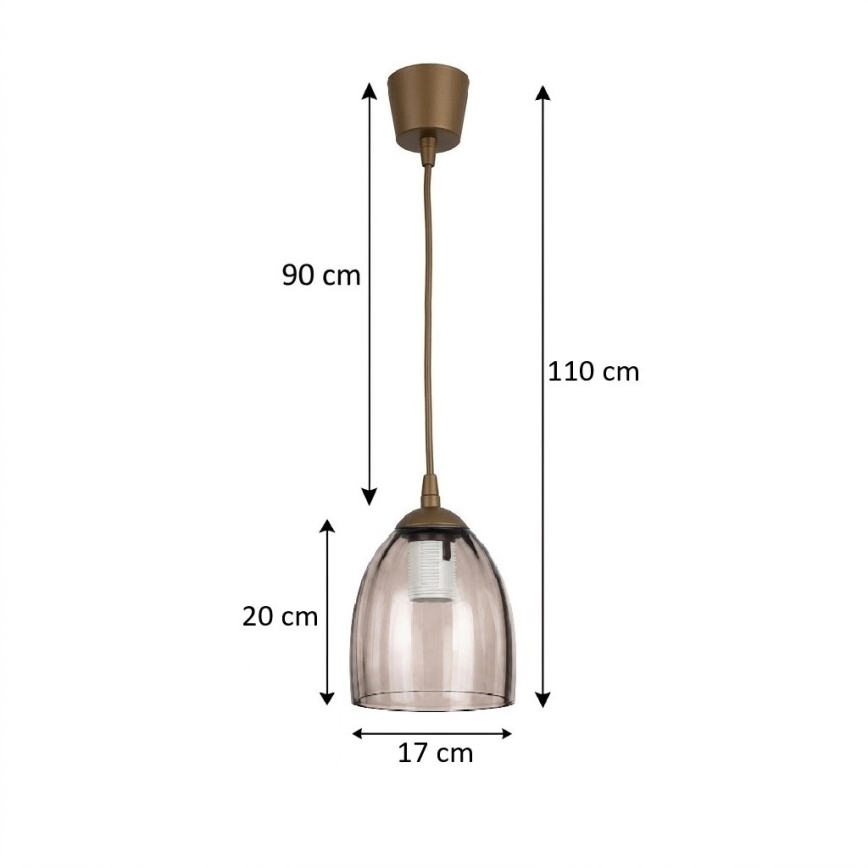 BRILAGI - pakabinama LED liustra ant laido RETRO GLASS 1xE27/60W/230V skersmuo 17 cm ruda/dūminė smėlinė