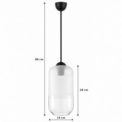 BRILAGI - LED pakabinamas šviestuvas ant laido RETRO GLASS 1xE27/60W/230V skersm. 14 cm juoda/balta
