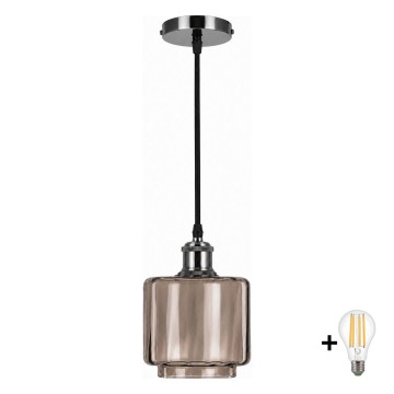 BRILAGI - LED pakabinamas šviestuvas ant laido RETRO GLASS 1xE27/60W/230V skersm. 15 cm juoda / rūkyta smėlinė