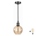 BRILAGI - LED pakabinamas šviestuvas ant laido RETRO GLASS 1xE27/60W/230V skersm. 18 cm juoda/dūminė ruda