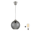 BRILAGI - LED pakabinamas šviestuvas ant laido RETRO GLASS 1xE27/60W/230V skersm. 18 cm sidabrinė/dūminė pilka