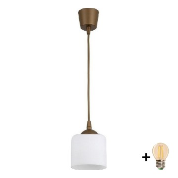 BRILAGI - LED pakabinamas šviestuvas ant laido RETRO GLASS 1xE27/60W/230V skersmuo 10 cm ruda/balta