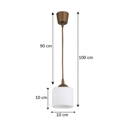 BRILAGI - LED pakabinamas šviestuvas ant laido RETRO GLASS 1xE27/60W/230V skersmuo 10 cm ruda/balta