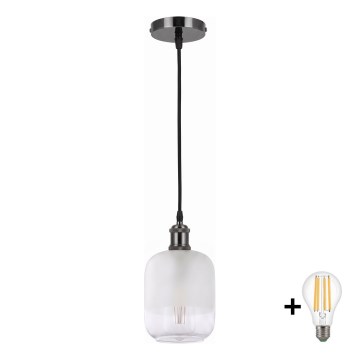 BRILAGI - LED pakabinamas šviestuvas ant laido RETRO GLASS 1xE27/60W/230V skersmuo 14 cm juoda/balta