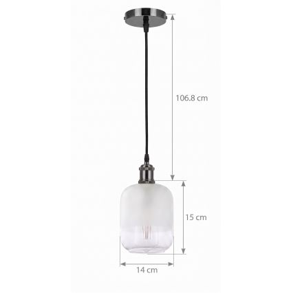 BRILAGI - LED pakabinamas šviestuvas ant laido RETRO GLASS 1xE27/60W/230V skersmuo 14 cm juoda/balta