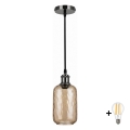 BRILAGI - LED pakabinamas šviestuvas ant laido RETRO GLASS 1xE27/60W/230V skersmuo 14 cm juoda/dūminė ruda