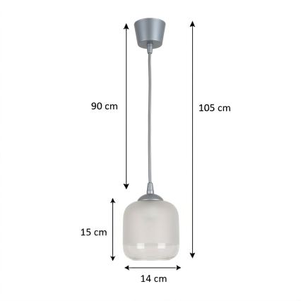 BRILAGI - LED pakabinamas šviestuvas ant laido RETRO GLASS 1xE27/60W/230V skersmuo 14 cm sidabrinė/balta
