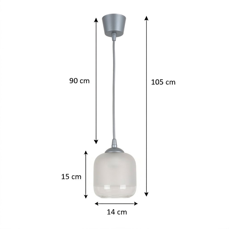 BRILAGI - LED pakabinamas šviestuvas ant laido RETRO GLASS 1xE27/60W/230V skersmuo 14 cm sidabrinė/balta
