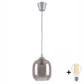 BRILAGI - LED pakabinamas šviestuvas ant laido RETRO GLASS 1xE27/60W/230V skersmuo 14 cm sidabrinė/dūminė pilka