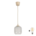 BRILAGI - LED pakabinamas šviestuvas ant laido RETRO GLASS 1xE27/60W/230V skersmuo 14 cm smėlinė/balta