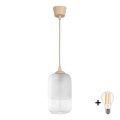 BRILAGI - LED pakabinamas šviestuvas ant laido RETRO GLASS 1xE27/60W/230V skersmuo 14 cm smėlinė/balta