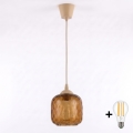 BRILAGI - LED pakabinamas šviestuvas ant laido RETRO GLASS 1xE27/60W/230V skersmuo 14 cm smėlinė / dūminė ruda