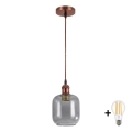 BRILAGI - LED pakabinamas šviestuvas ant laido RETRO GLASS 1xE27/60W/230V skersmuo 14 cm varinė/dūminė pilka