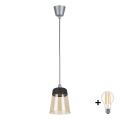 BRILAGI - LED pakabinamas šviestuvas ant laido RETRO GLASS 1xE27/60W/230V skersmuo 15,5 cm sidabrinė/dūminė smėlinė/juoda