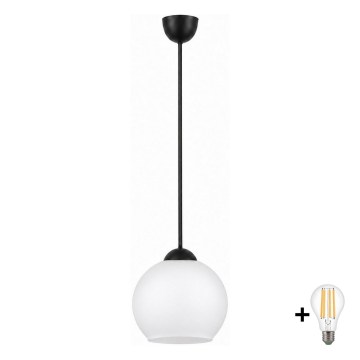 BRILAGI - LED pakabinamas šviestuvas ant laido RETRO GLASS 1xE27/60W/230V skersmuo 15 cm juoda/balta