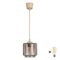 BRILAGI - LED pakabinamas šviestuvas ant laido RETRO GLASS 1xE27/60W/230V skersmuo 15 cm smėlinė / dūminė smėlio spalva